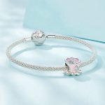 Rosa Blume Kaffeetasse DIY Perlen S925 Sterling Silber Armband Zubehör – Bild 3
