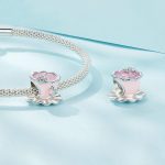 Rosa Blume Kaffeetasse DIY Perlen S925 Sterling Silber Armband Zubehör – Bild 4