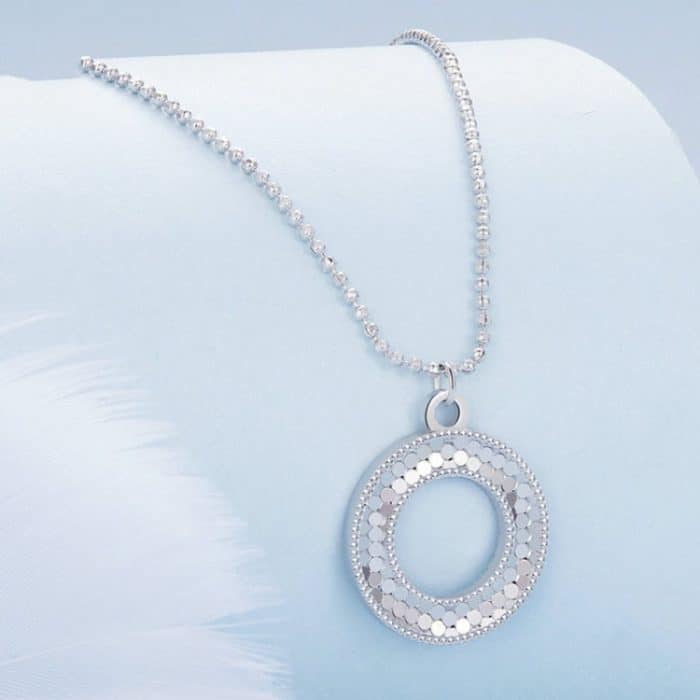 S925 Sterling Silber platiniert Shining O Halskette Schmuck – Bild 3
