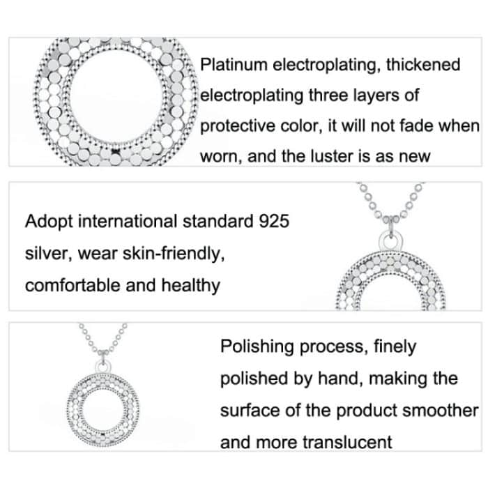 S925 Sterling Silber platiniert Shining O Halskette Schmuck – Bild 5