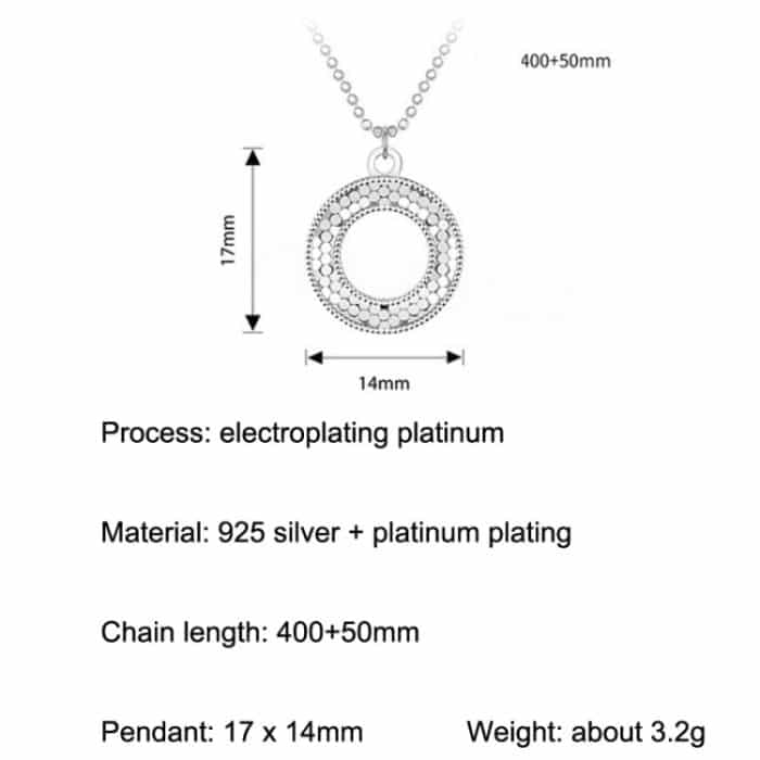 S925 Sterling Silber platiniert Shining O Halskette Schmuck – Bild 6