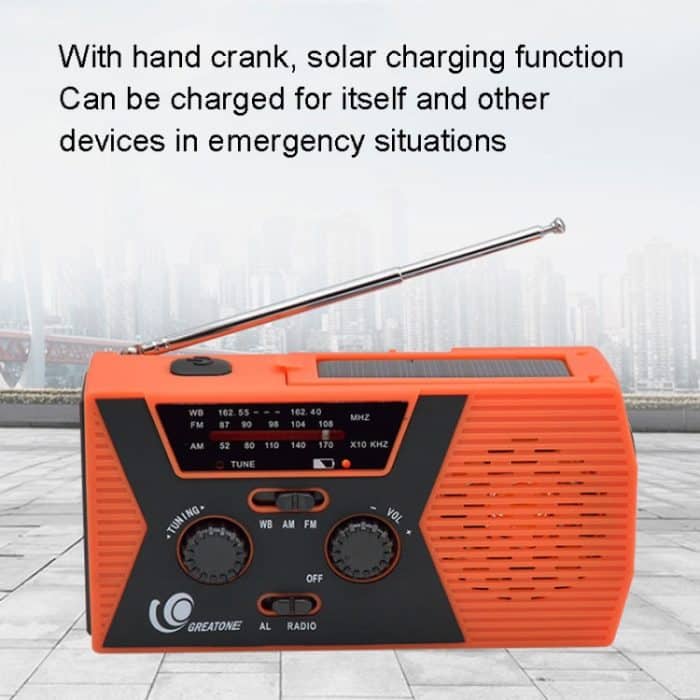 Notfallradio, tragbares, solarbetriebenes Handkurbelradio, AM/FM/NoAA 2000mAh Red, AM/FM/NoAA 2000mAh Green, AM/FM/NoAA 2000mAh Orange – Bild 8