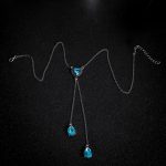 Personalisierte himmelblaue Herz-Edelstein-Anhänger-Halskette für Frauen – Bild 4