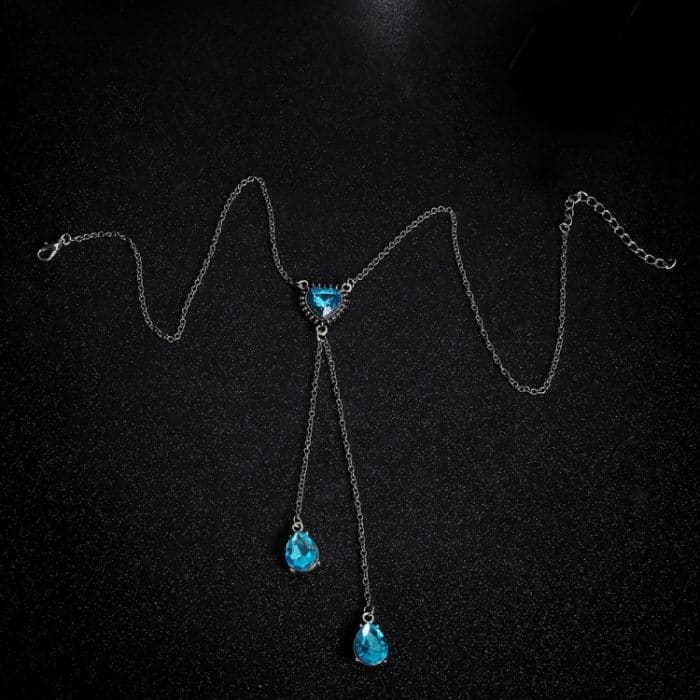 Personalisierte himmelblaue Herz-Edelstein-Anhänger-Halskette für Frauen – Bild 4