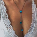 Personalisierte himmelblaue Herz-Edelstein-Anhänger-Halskette für Frauen – Bild 6