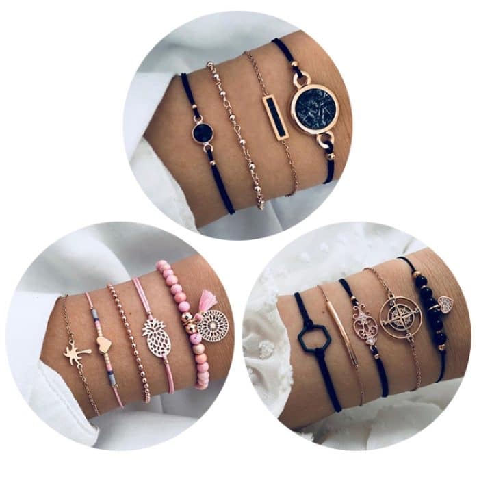 5-in-1 Persönlichkeit Kompass Sechseck Armband Diamant Herz Perlen Anhänger Schmuck – Bild 2
