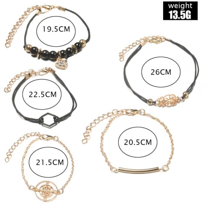 5-in-1 Persönlichkeit Kompass Sechseck Armband Diamant Herz Perlen Anhänger Schmuck – Bild 3