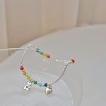 925 versilbertes Regenbogen-Lächeln-Perlenarmband Damenschmuck