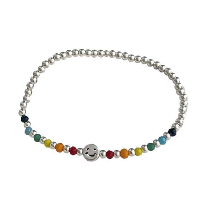 925 versilbertes Regenbogen-Lächeln-Perlenarmband Damenschmuck – Bild 5