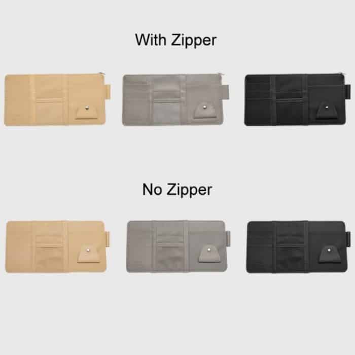 Auto-Sonnenblende, dekorative Aufbewahrung, Geldschein-Brillenhalter, Black No Zipper, Gray No Zipper, Beige No Zipper, Black With Zipper, Gray With Zipper, Beige With Zipper, Red With Zipper, Pink With Zipper, Blue With Zipper, Black With 2 Zipper – Bild 7