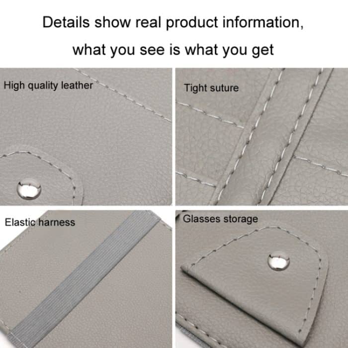 Auto-Sonnenblende, dekorative Aufbewahrung, Geldschein-Brillenhalter, Black No Zipper, Gray No Zipper, Beige No Zipper, Black With Zipper, Gray With Zipper, Beige With Zipper, Red With Zipper, Pink With Zipper, Blue With Zipper, Black With 2 Zipper – Bild 4