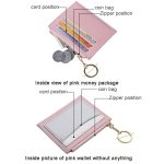 Kleine Damen-Geldbörse aus PU-Leder, kurz, ultradünn, mit Farbkontrast und Spleißkartenhalter, Contrast Black, Contrast Orange, Contrast Brown, Contrast Pink – Bild 4