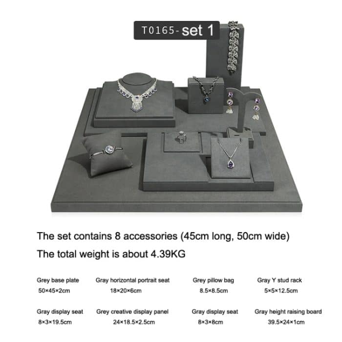 Grauer Schmuckständer aus Mikrofaser für Schmuck-Requisiten – Bild 6