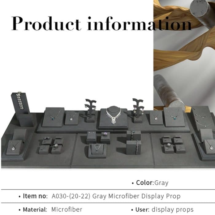 Grauer Schmuckständer aus Mikrofaser für Schmuck-Requisiten – Bild 3
