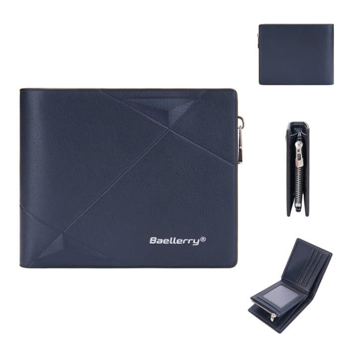 Baellerry Herren Kurze Geldbörse mit mehreren Karten, großes Fassungsvermögen, Leder-Geldbörse mit Reißverschluss – Bild 1