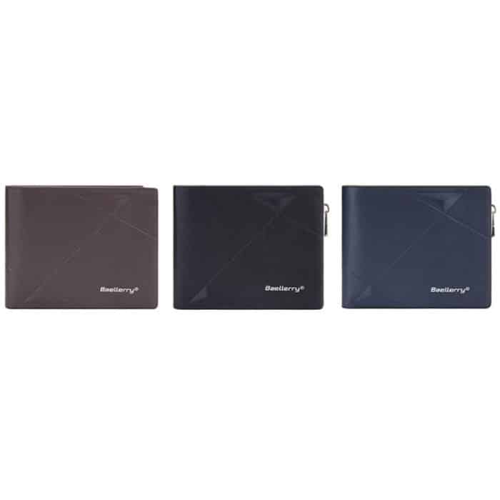 Baellerry Herren Kurze Geldbörse mit mehreren Karten, großes Fassungsvermögen, Leder-Geldbörse mit Reißverschluss – Bild 2