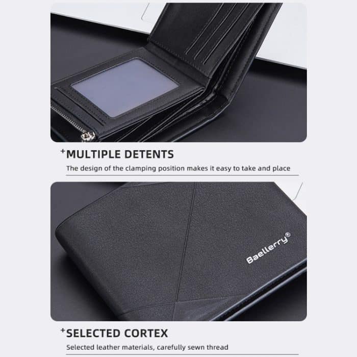 Baellerry Herren Kurze Geldbörse mit mehreren Karten, großes Fassungsvermögen, Leder-Geldbörse mit Reißverschluss – Bild 7