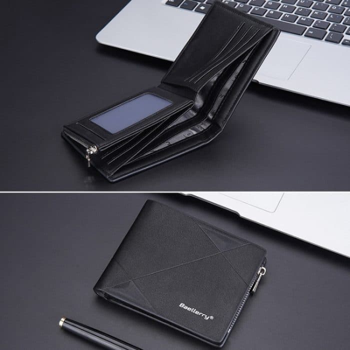 Baellerry Herren Kurze Geldbörse mit mehreren Karten, großes Fassungsvermögen, Leder-Geldbörse mit Reißverschluss – Bild 8