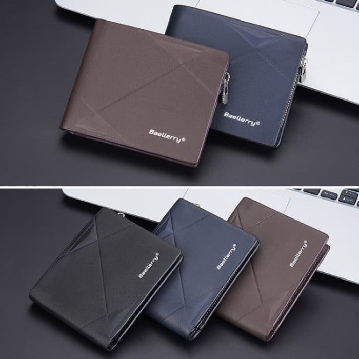 Baellerry Herren Kurze Geldbörse mit mehreren Karten, großes Fassungsvermögen, Leder-Geldbörse mit Reißverschluss – Bild 9