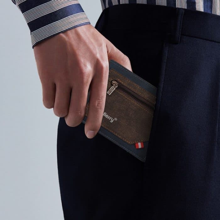 Baellerry Kunstleder Herren Kurze Geldbörse Große Kapazität Multi-Card Slot Reißverschluss Geldbörse – Bild 8