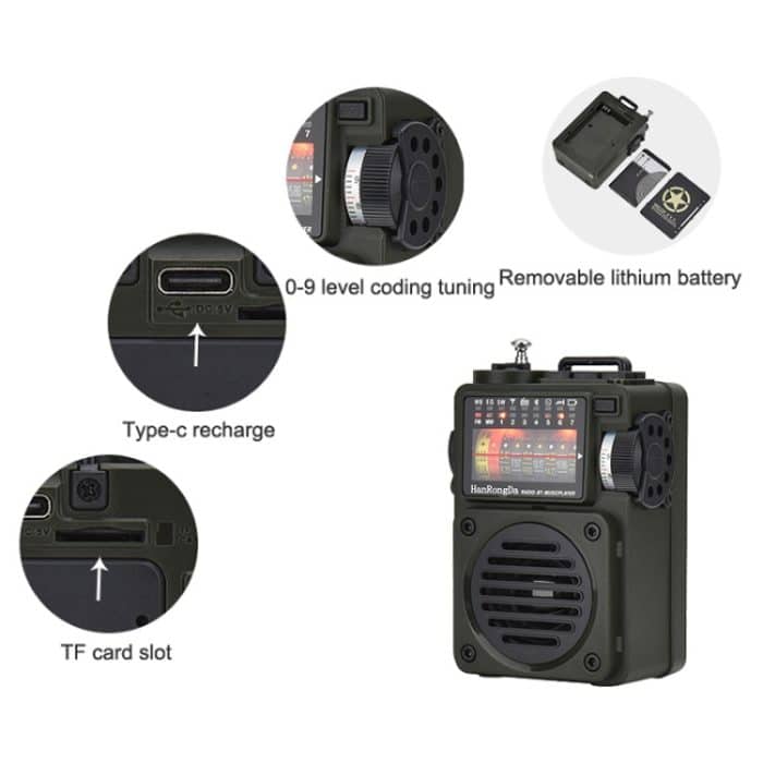 HanRongda HRD-700 Vollband-Bluetooth-MP3-Play-Radiosenderspeicher, mechanisches Tuning-Radio, HRD-700 – Bild 7