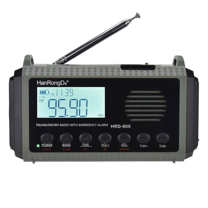 HanRongda HRD-905 Solarlade-LED-Beleuchtungserzeugung, Katastrophenschutz, Notfall-Vollbandradio, HRD-905 Army Green, HRD-905 Yellow Green – Bild 1