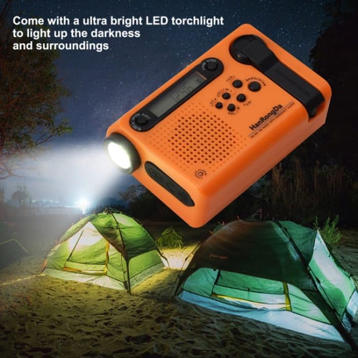 HanRongda HRD-900 LED-Beleuchtung, Solar-Handkurbel, Stromerzeugung, NOAA-Wetterwarnradio, HRD-900 Orange, HRD-900 Dark Green – Bild 8