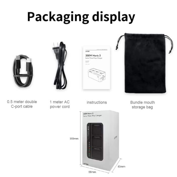 Für DJI Mavic 3 Series LKTOP 200W 3-Kanal-Akkuladegerät, US Plug, EU Plug – Bild 12