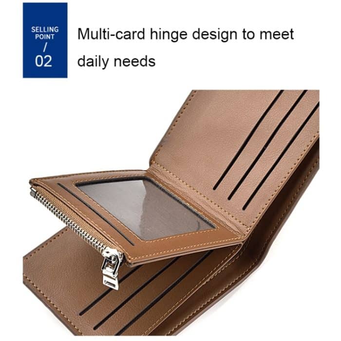 DEABOLAR Herren-Geldbörse, kurz, dreifach gefaltet, horizontal, PU-Leder, großes Fassungsvermögen, Multi-Karten-Geldbörse – Bild 5