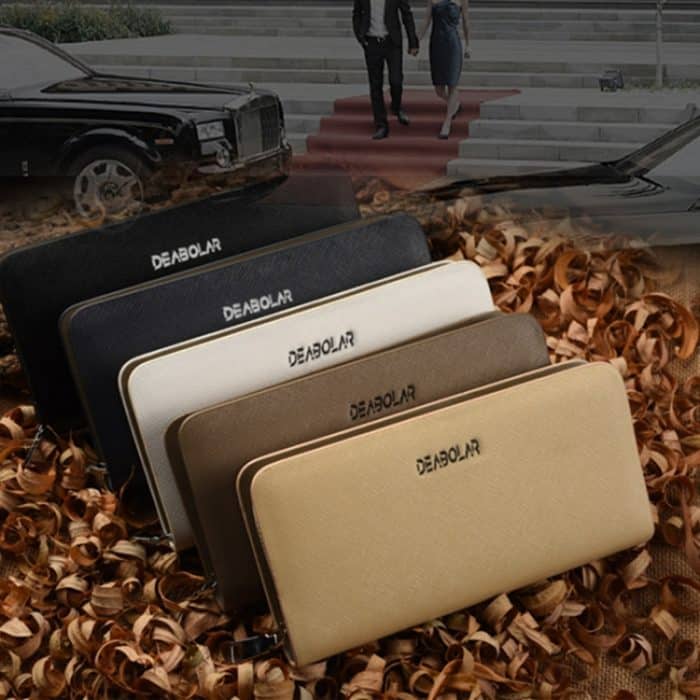 DEABOLAR Lange Geldbörse aus Saffiano-Leder mit großem Fassungsvermögen und mehreren Fächern und Reißverschluss-Clutch – Bild 2