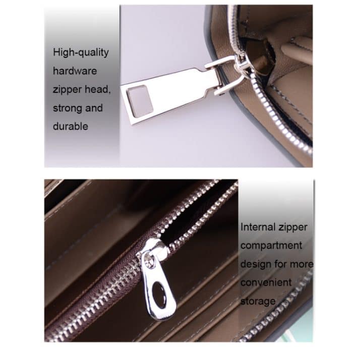 DEABOLAR Lange Geldbörse aus Saffiano-Leder mit großem Fassungsvermögen und mehreren Fächern und Reißverschluss-Clutch – Bild 5