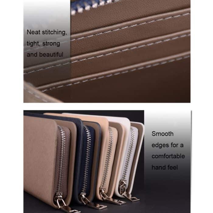 DEABOLAR Lange Geldbörse aus Saffiano-Leder mit großem Fassungsvermögen und mehreren Fächern und Reißverschluss-Clutch – Bild 6