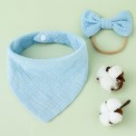 Baby-Baumwollgaze-Sabberhandtuch + Haarband mit Schleife, Baby-Lätzchen