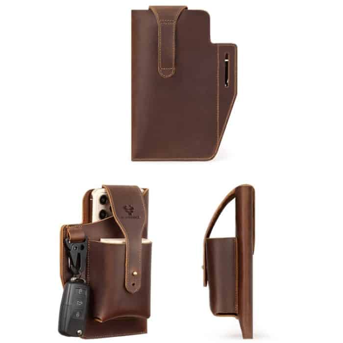 HUMERPAUL Retro Schlüsselanhänger trägt Gürtel Leder Handytasche Herren Gürteltasche, BP717 (Coffee), BP717 (Light Brown), BP717 (Black) – Bild 8