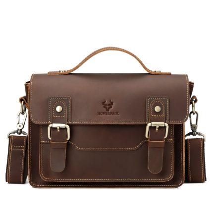 HUMERPAUL Leder Umhängetasche Herren Retro Umhängetasche Pendler Herren Kleine quadratische Tasche, MH636 (Brown), MH636 (Coffee)