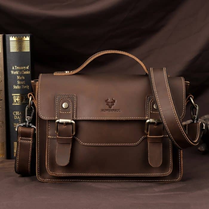 HUMERPAUL Leder Umhängetasche Herren Retro Umhängetasche Pendler Herren Kleine quadratische Tasche, MH636 (Brown), MH636 (Coffee) – Bild 8