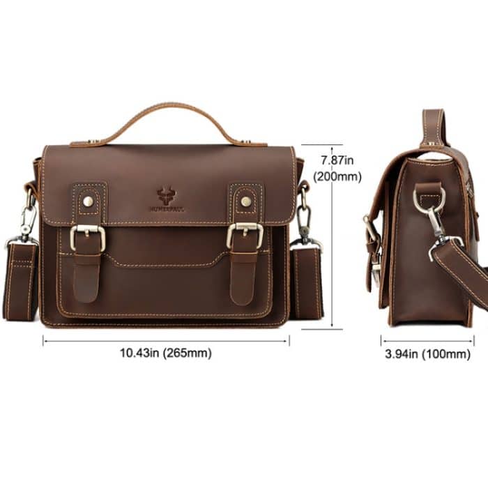 HUMERPAUL Leder Umhängetasche Herren Retro Umhängetasche Pendler Herren Kleine quadratische Tasche, MH636 (Brown), MH636 (Coffee) – Bild 4
