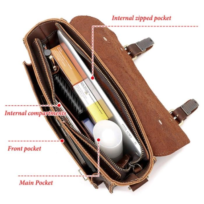 HUMERPAUL Leder Umhängetasche Herren Retro Umhängetasche Pendler Herren Kleine quadratische Tasche, MH636 (Brown), MH636 (Coffee) – Bild 5