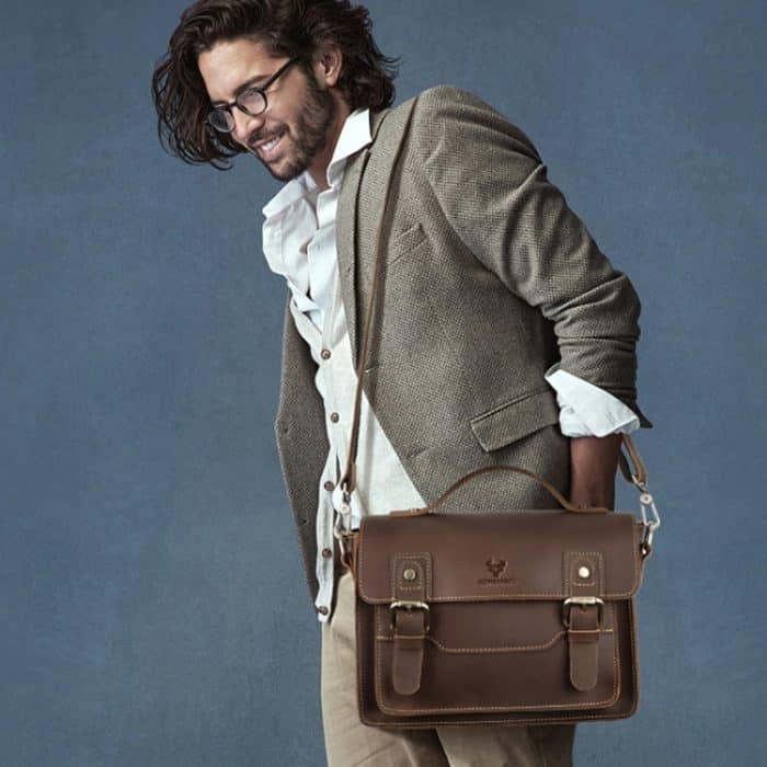 HUMERPAUL Leder Umhängetasche Herren Retro Umhängetasche Pendler Herren Kleine quadratische Tasche, MH636 (Brown), MH636 (Coffee) – Bild 7