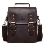 HUMERPAUL Leder Umhängetasche Herren Leder Rucksack Umhängetasche, MH601 (Brown)