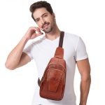 HUMERPAUL Herren Umhängetasche Leder Mesengers Diligent Brusttasche, MH623 (Red Brown), MH623 (Yellow Brown), MH623 (Dark Brown) – Bild 5
