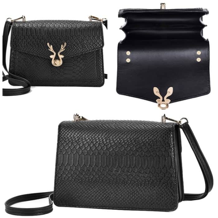 Outdoor-Handytasche aus Leder mit Krokodilmuster und einer Schulter – Bild 3