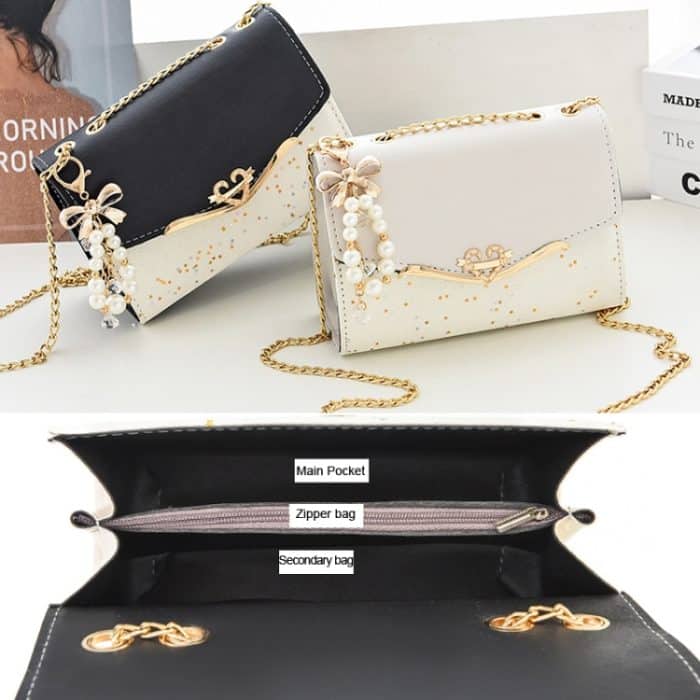 Messenger Pailletten Umhängetasche Damen Handy Geldbörse, Beige, Black, White, Red, Lake Blue, Beige With Pendant, Black With Pendant, White With Pendant, Red With Pendant, Lake Blue With Pendant – Bild 3