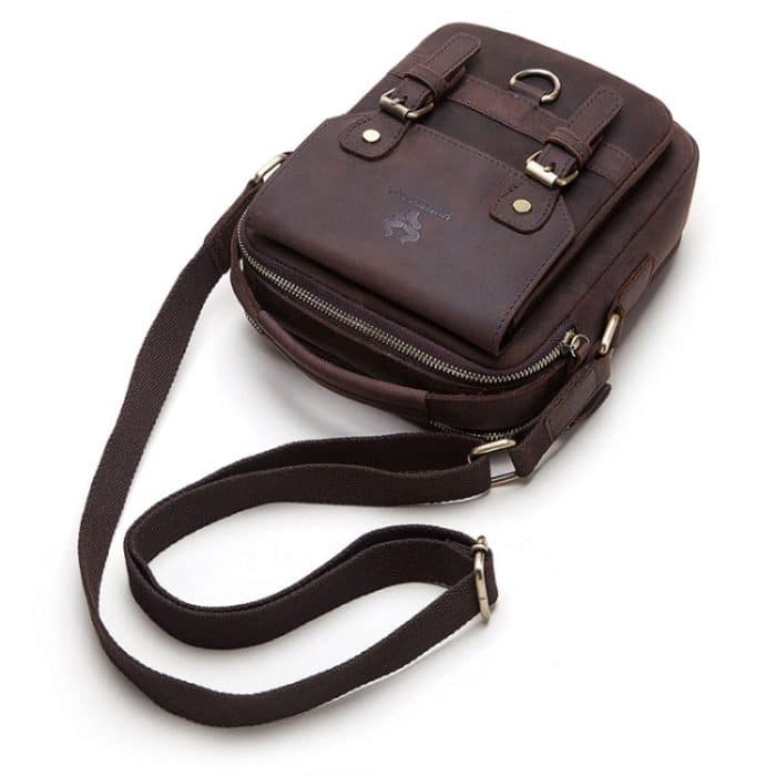 HUMERPAUL Herren Umhängetasche Retro Leder Umhängetasche, MH580 (Brown) – Bild 2