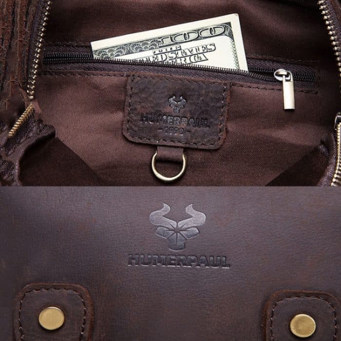 HUMERPAUL Herren Umhängetasche Retro Leder Umhängetasche, MH580 (Brown) – Bild 4