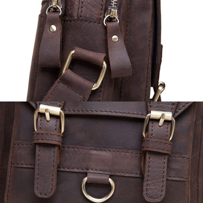 HUMERPAUL Herren Umhängetasche Retro Leder Umhängetasche, MH580 (Brown) – Bild 5