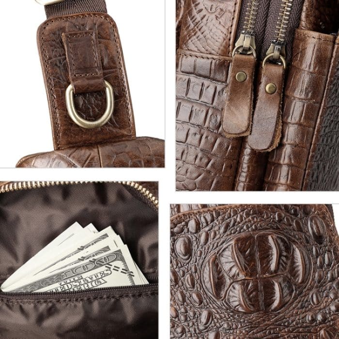 HUMERPAUL Herren Umhängetasche Leder Umhängetasche, MH627 (Coffee), MH627 (Light Brown), MH627 (Black) – Bild 3