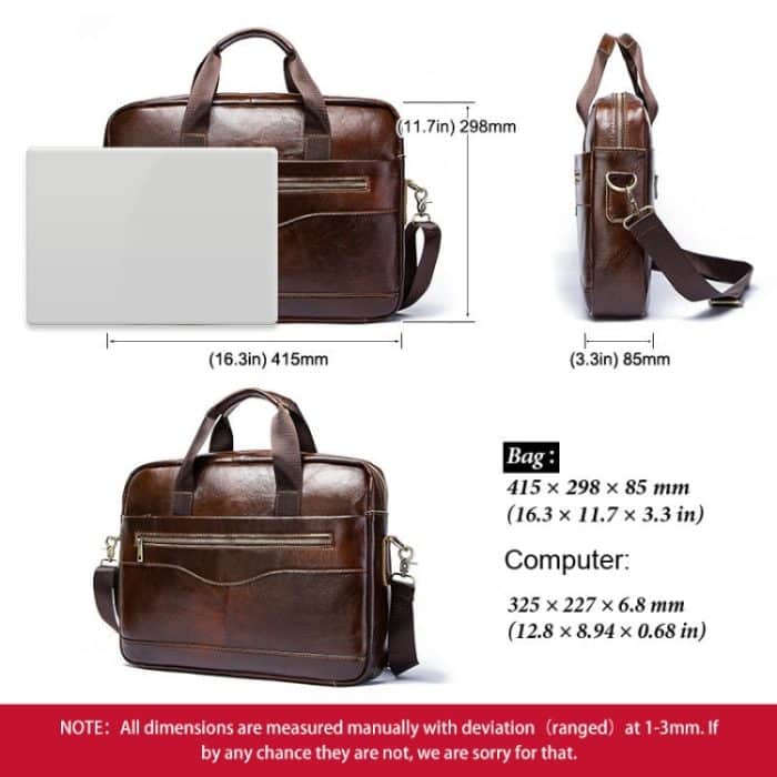 HUMERPAUL Herren Leder Meter Bag Retro Messenger Bag Handtasche Schultertasche, MH509 (Black), MH509 (Brown) – Bild 4