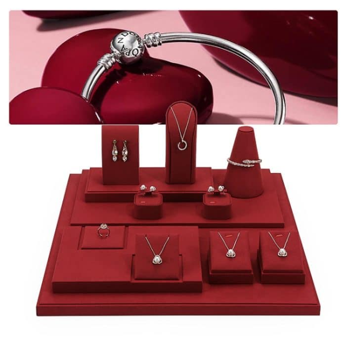 Ohrringe, Armbänder, Ohrringe, Schmuck-Präsentationsständer, Mikrofaser-Schmucktheken-Display-Requisiten – Bild 4