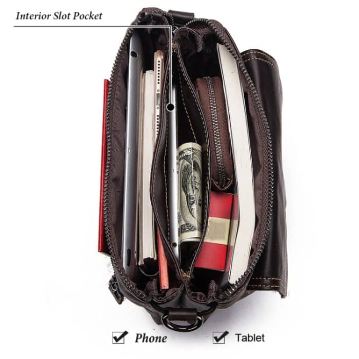 HUMERPAUL Herren Umhängetasche Retro Einfacher Rucksack Leder Umhängetasche, MH553 (Dark Brown), MH553 (Yellow Brown) – Bild 5